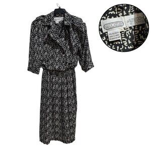 Liz Roberts Black White Midi Shirt Dress 16